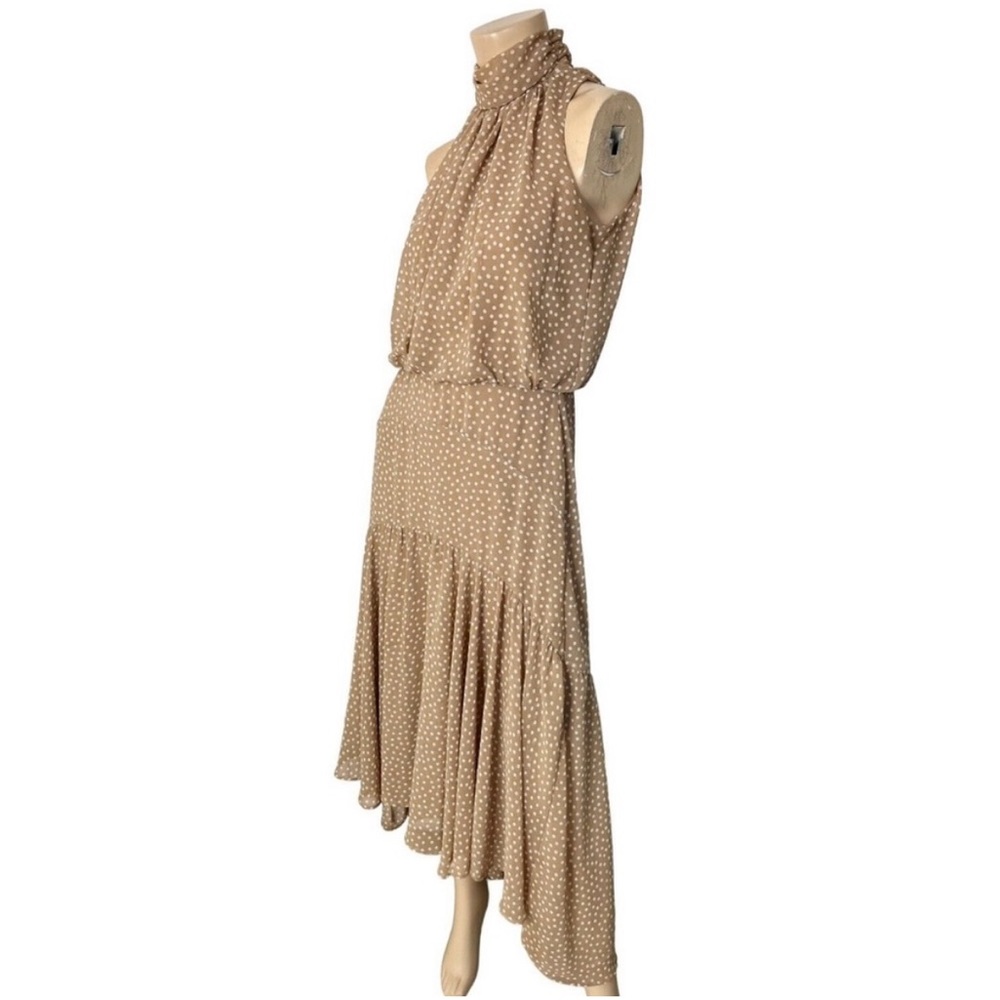 Taylor Beige Polka Dot Midi Dress
